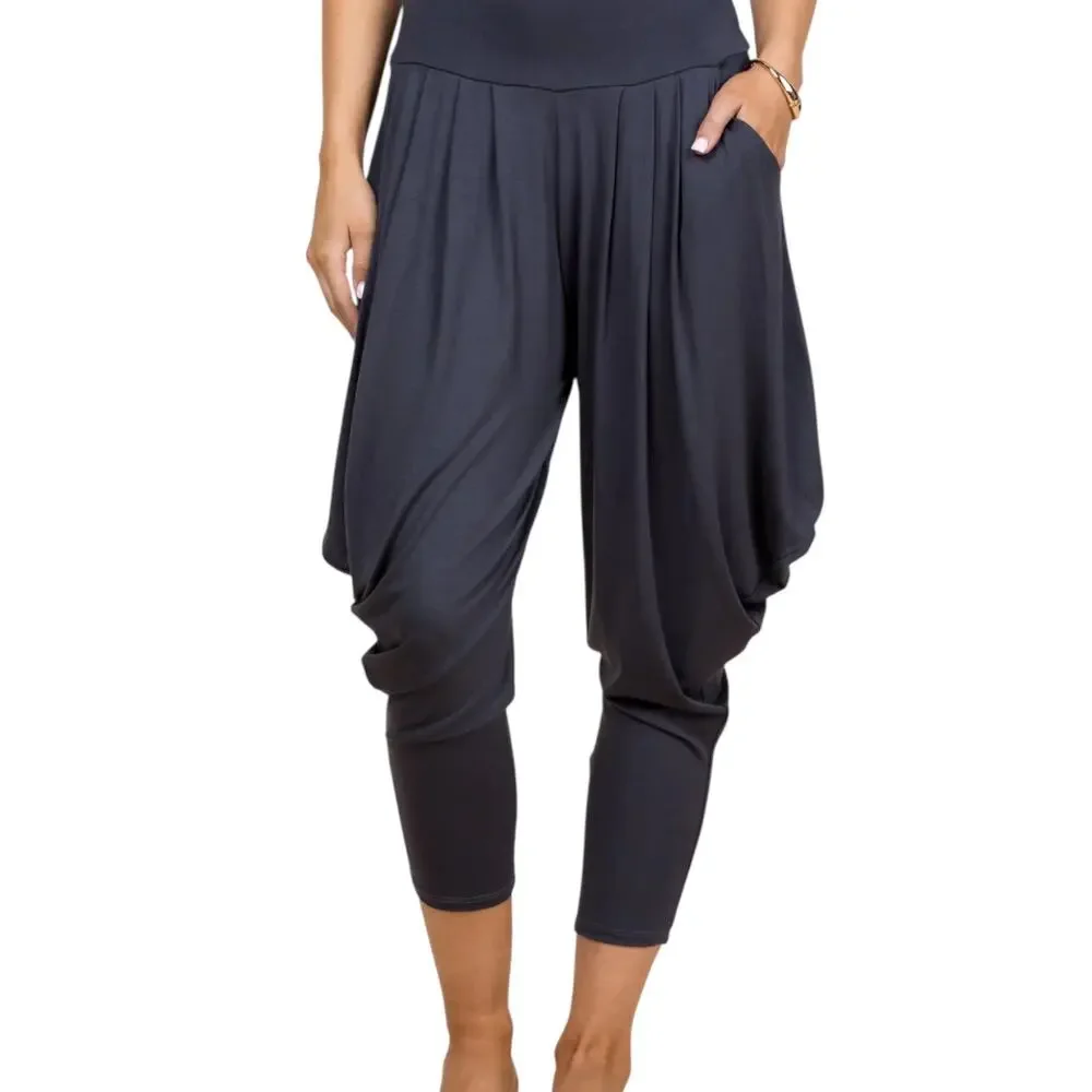 Kooniez Charcoal Harem Pants Size Large Dark Gray Soft Comfy Lounge Yoga - Picture 8 of 8